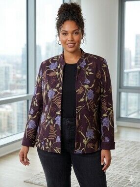 Erika Floral Open Blazer Size 1X
